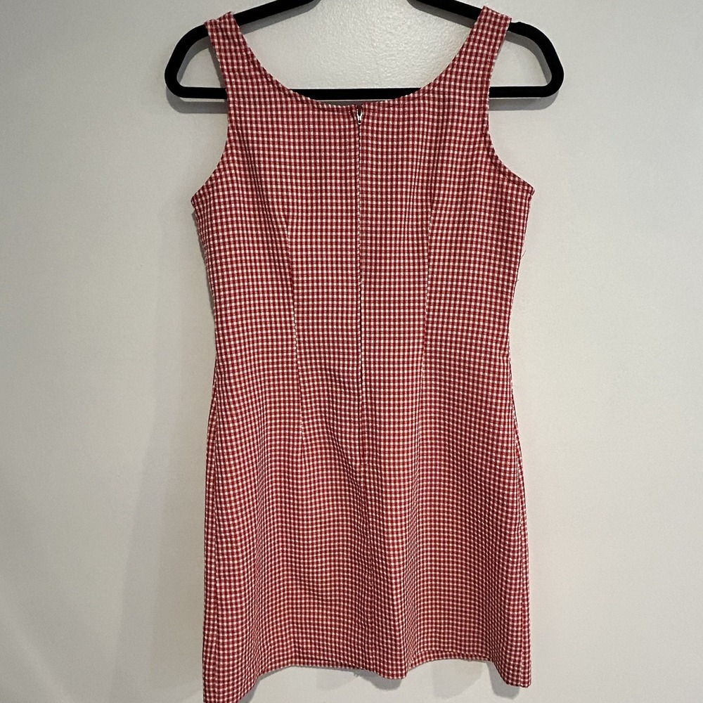 DBY 90's Vintage Red Gingham Checked Mini Dress Retro Boho Chic Summer Dress S‎ - Picture 2 of 9